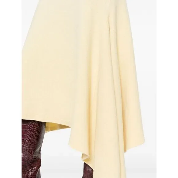 Jil Sander Womens Asymmetric-Hem Merino Wool Midi Sweater Dress Natural Sz 4 - Picture 5 of 12